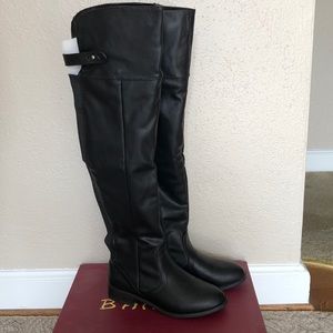 Black leather over the knee boots